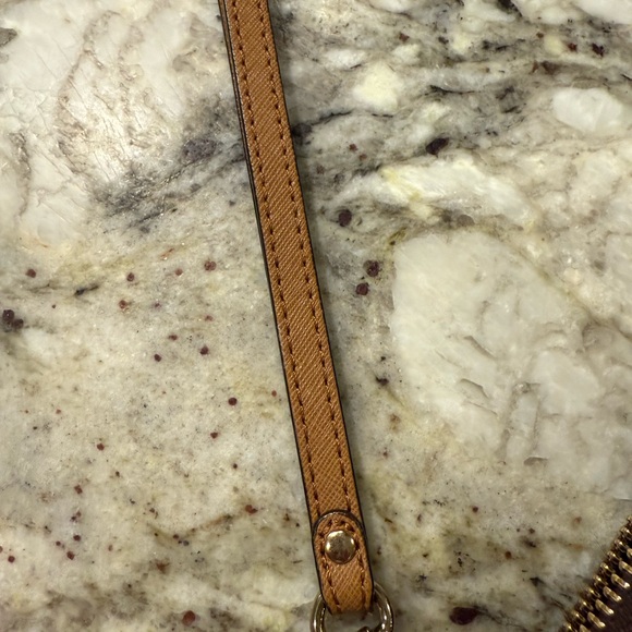 Michael Kors Brown and Tan Logo Zip Wristlet Wallet - Picture 5 of 5